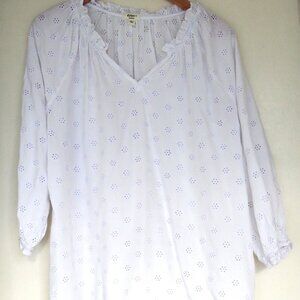 Dylan White Rayon Eyelet Peasant Blouse size Medium PRISTINE CONDITION